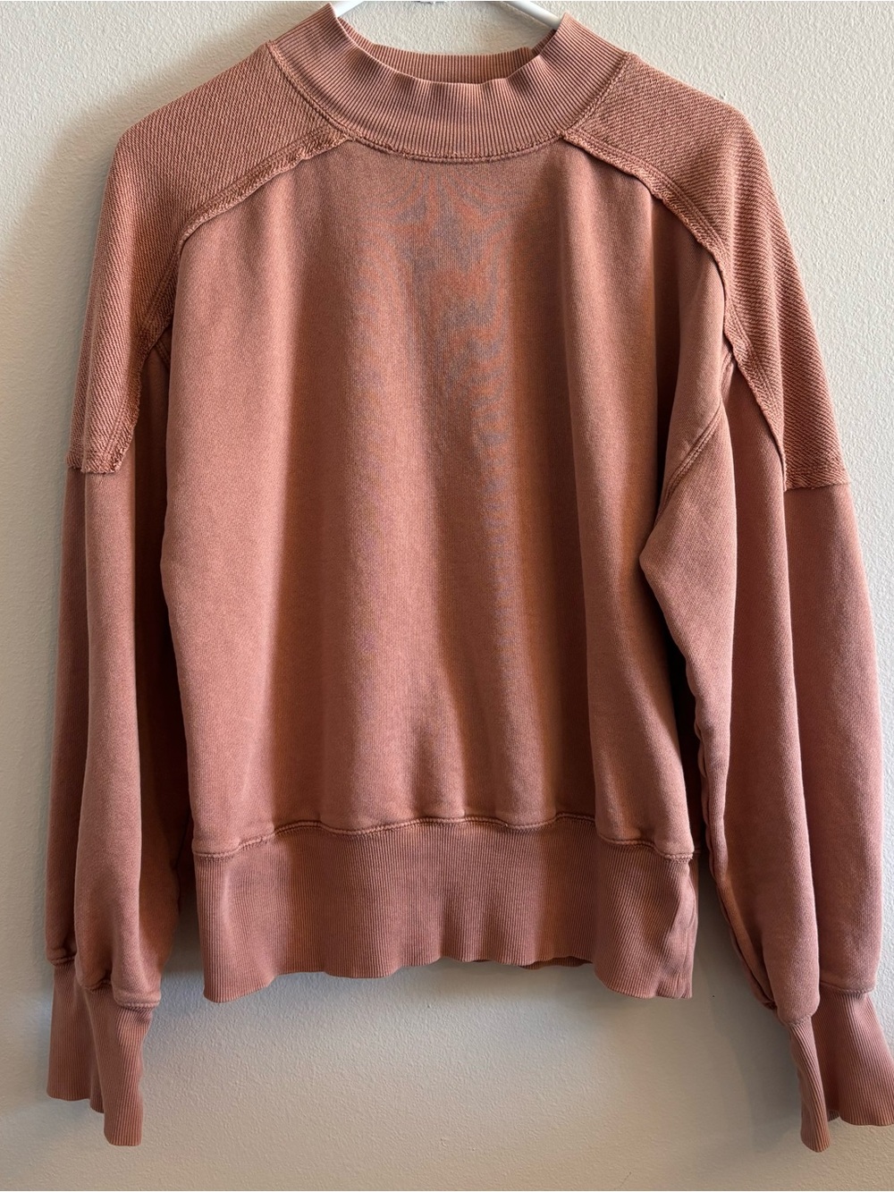 Free People Mock Neck French Terry Sweatshirt Pullover Mauve Size Large